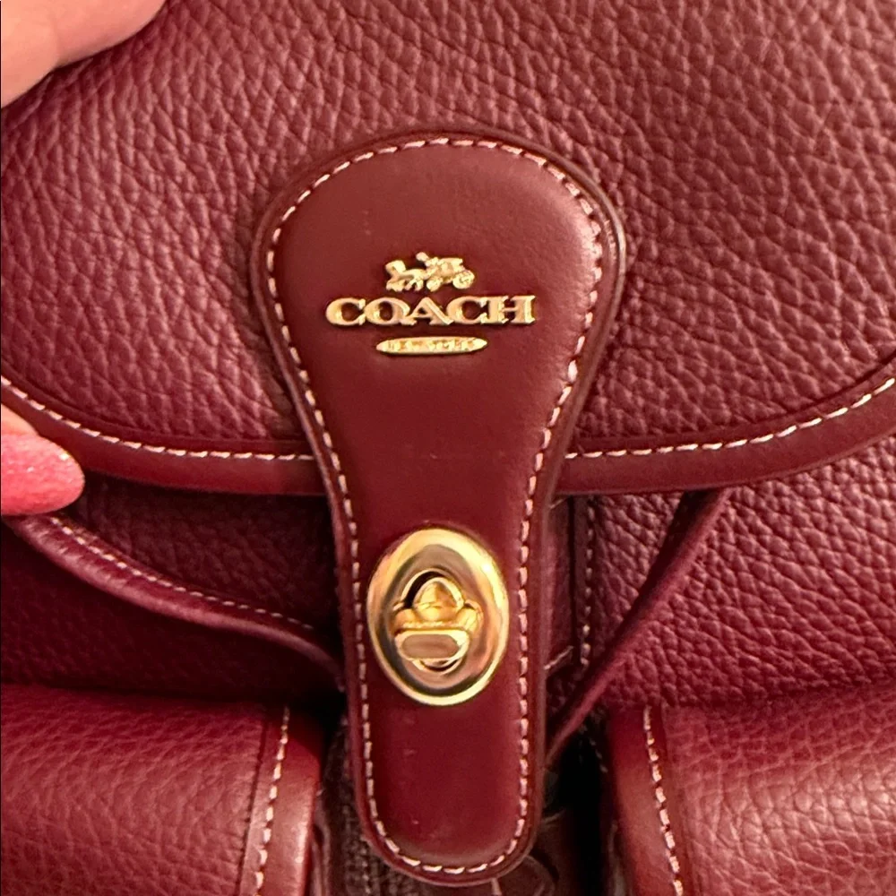♥️Coach NWT‎ Dark Wine Hadley Backpack with Turn Lock Closure & Gold Hardware