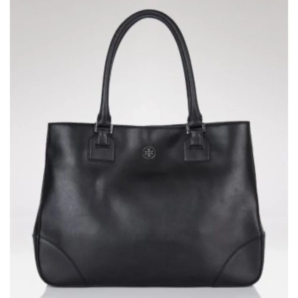Tory Burch East West Robinson Tote Bag Black Saffiano Leather
