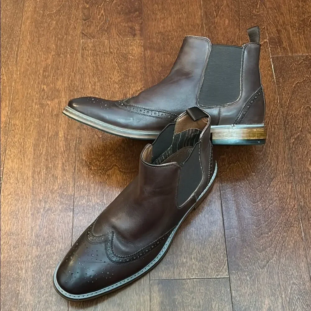 Florsheim Men’s Brown Leather Chelsea Boots, Beautiful Reddish Brown, Size 11.5