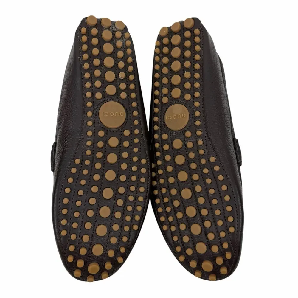 Gucci Horsebit Web Leather Driver Loafer Slip On Brown Size 10/ 10.5