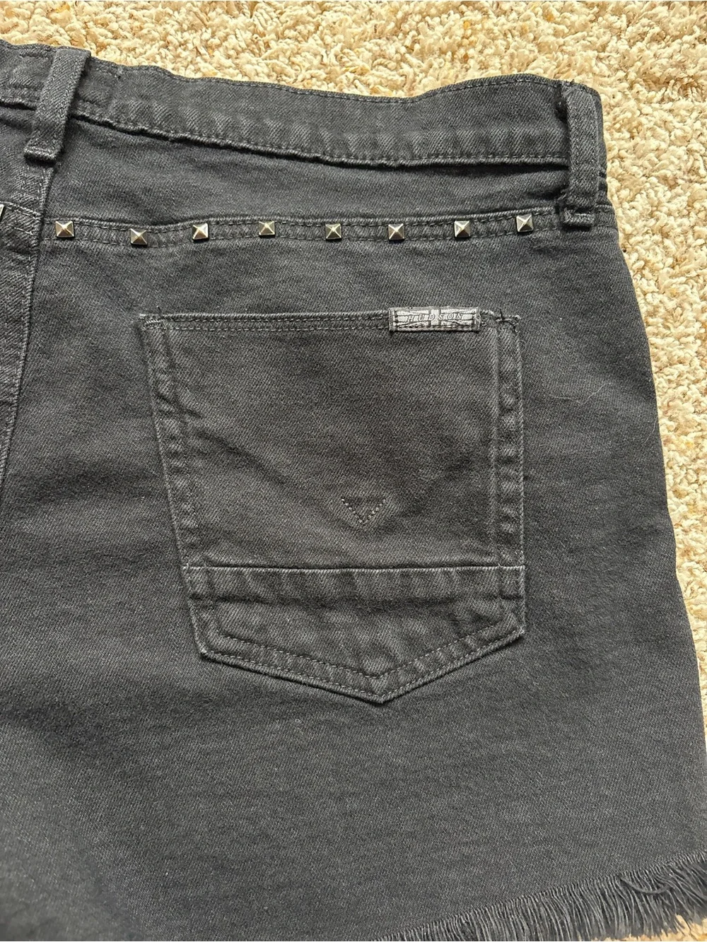 Hudson Jeans Libertine Boyfriend Shorts Black Stud Sz 29