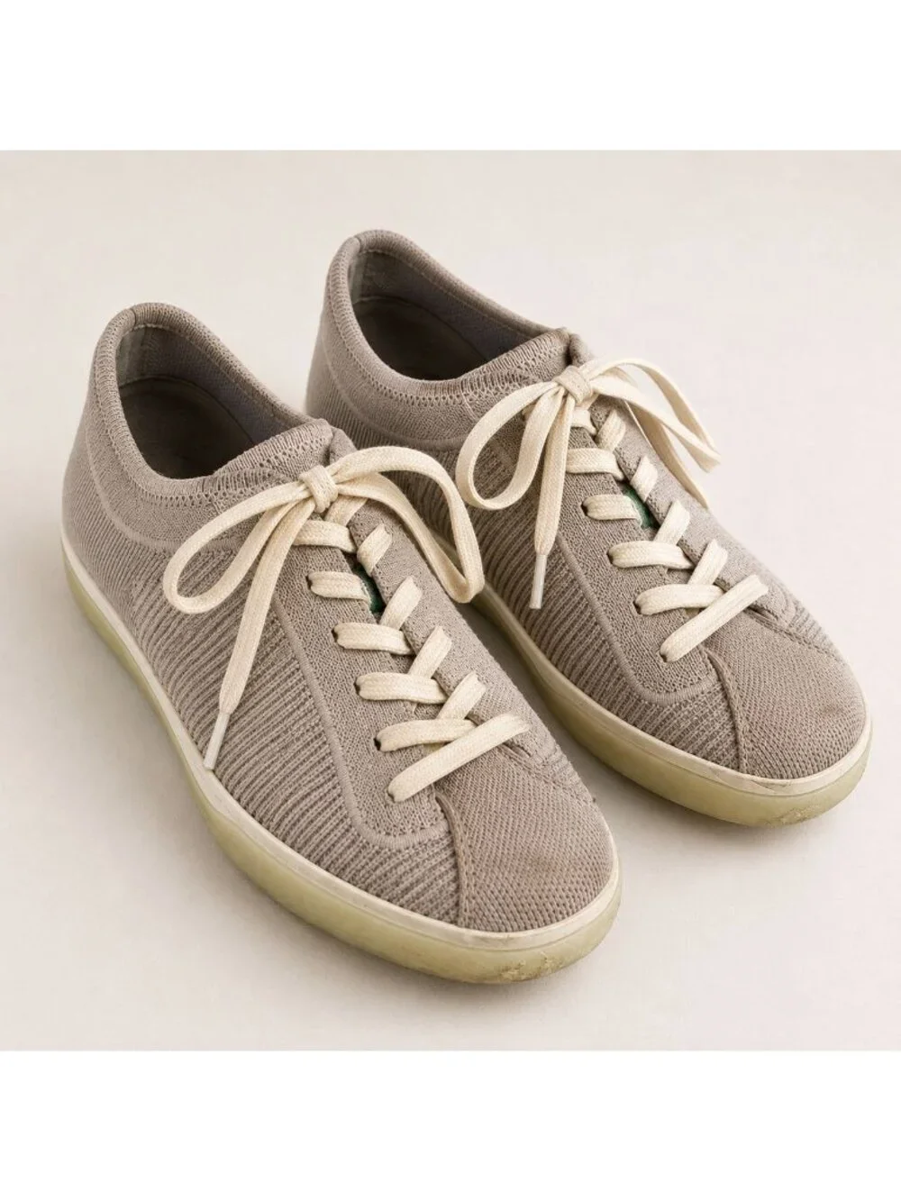 Rothy's The Lace Up Knit Sneakers Taupe Beige Size 8 Washable Comfort Shoes