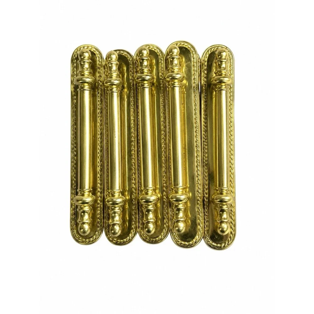 Vintage Brass Cabinet Pull Handles Set of 4 Traditional Rope Edge
