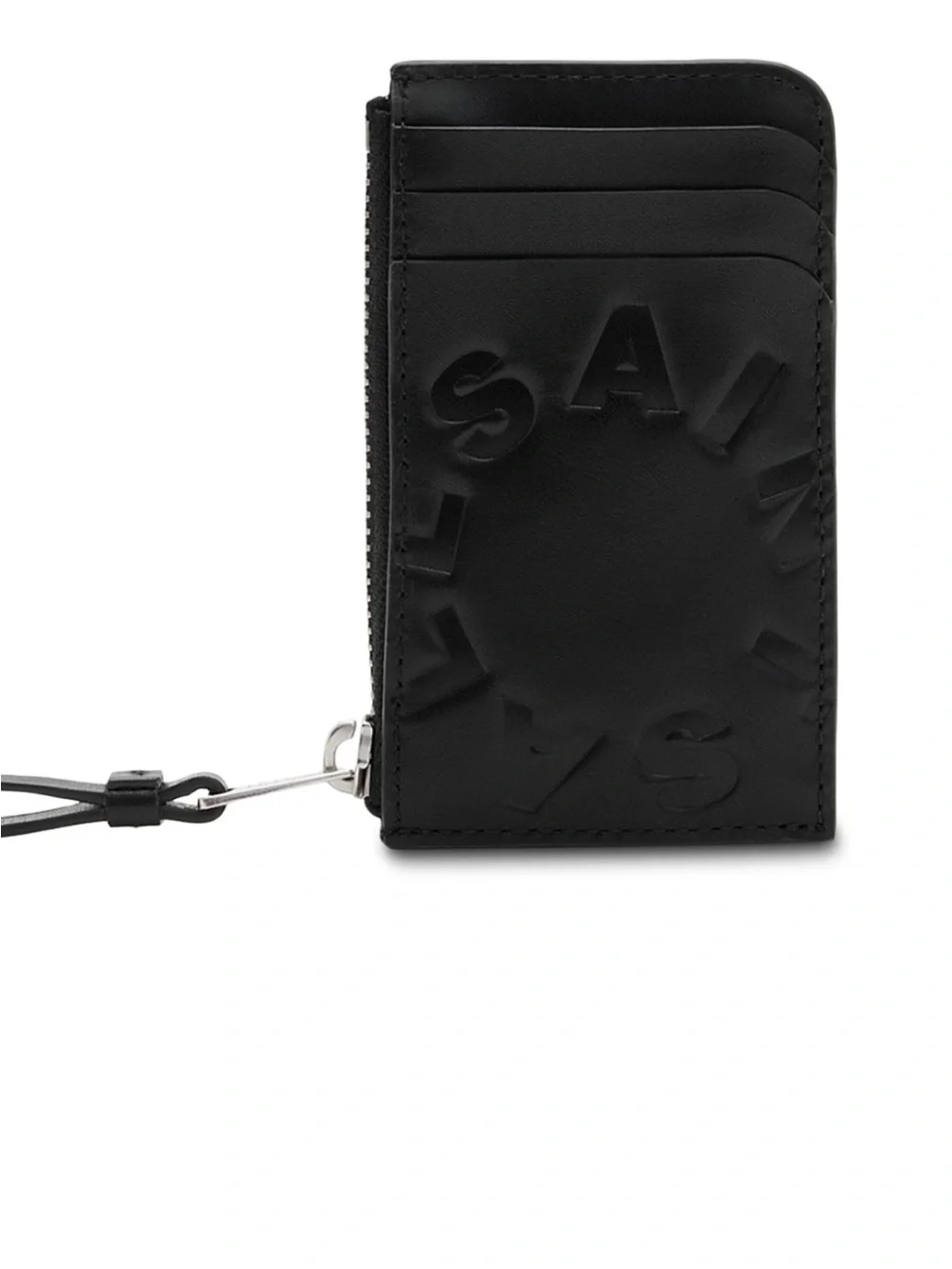 All Saints Black Embossed Leather Zip Card Holder