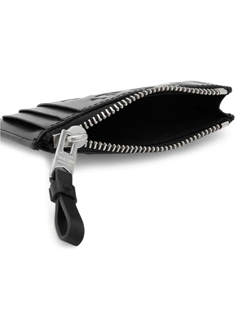 All Saints Black Embossed Leather Zip Card Holder