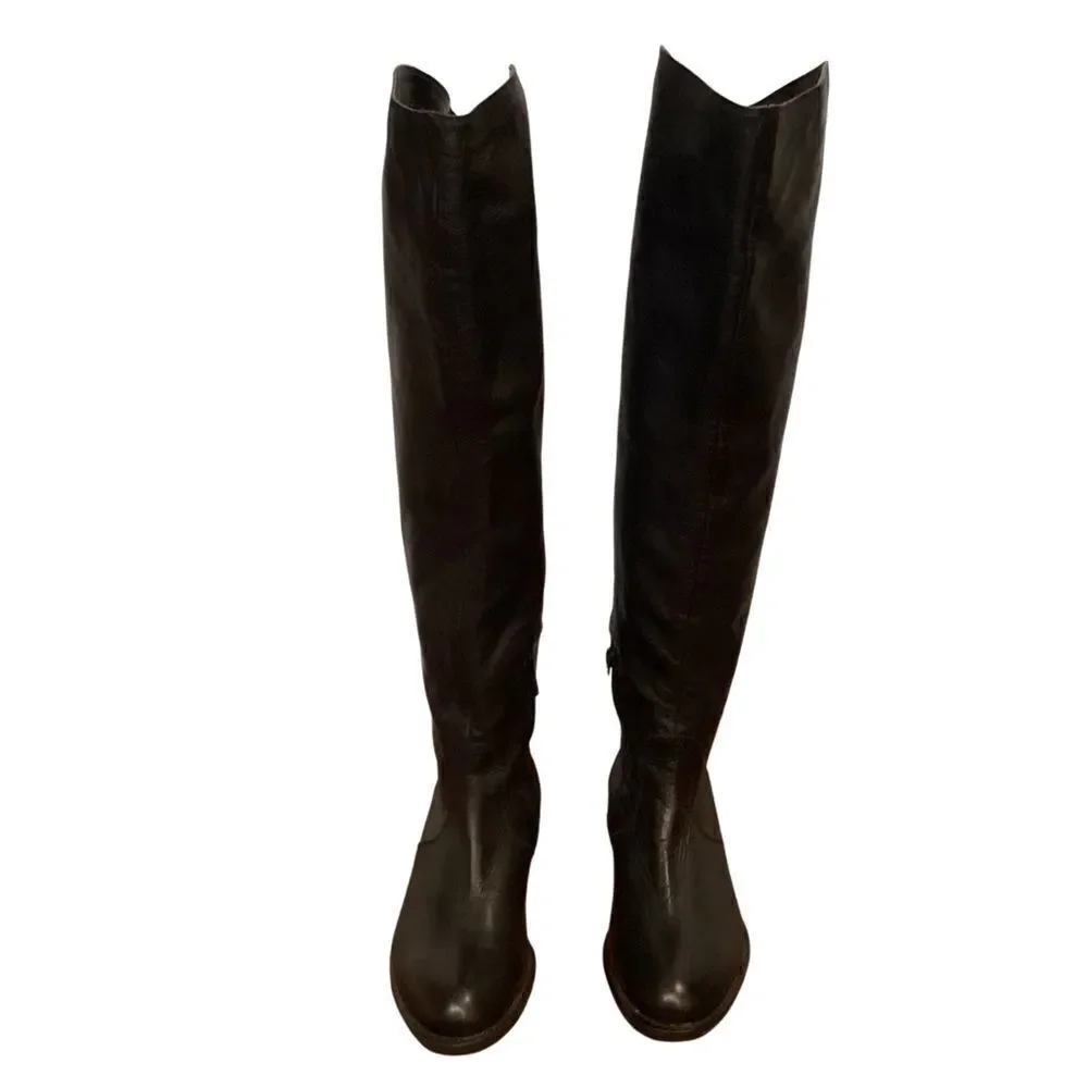 Eden Shoes black leather Over The Knee back buckle EU 37 Italy