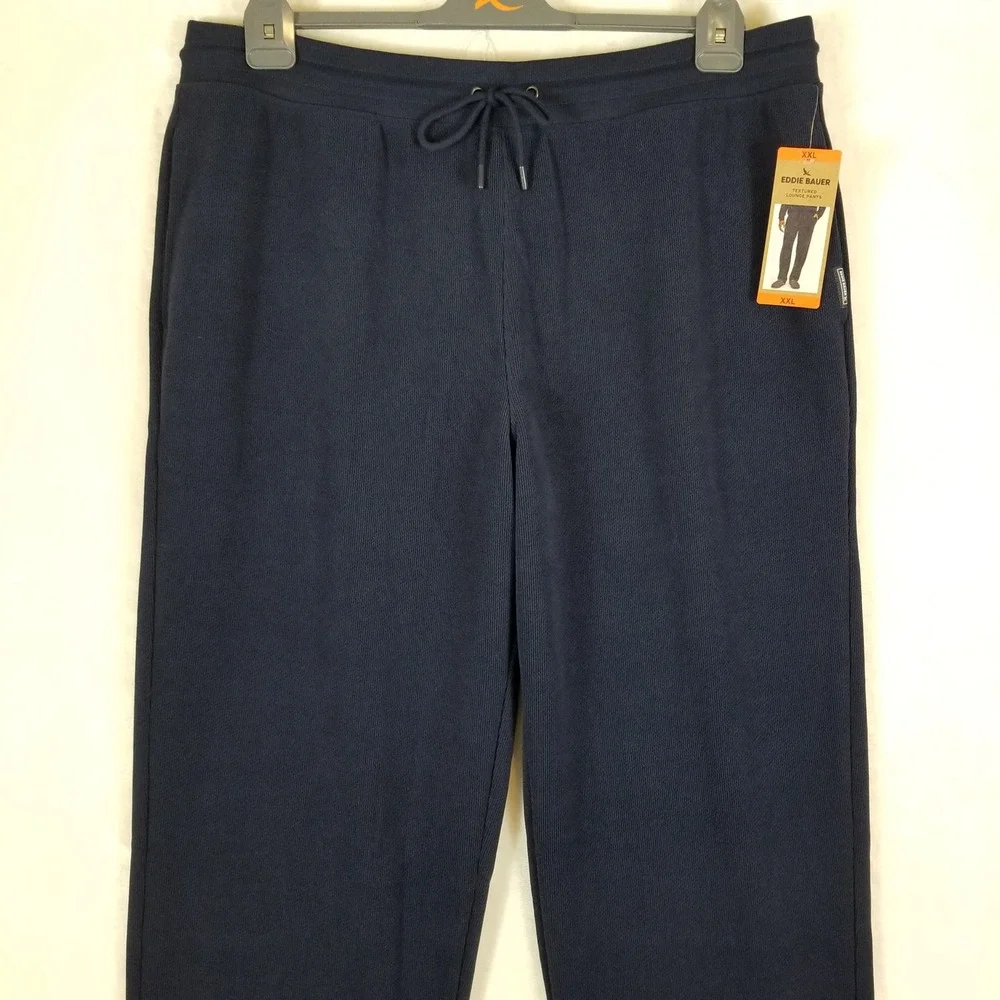 Eddie Bauer Lounge Pants Men XXL Navy Blue Textured Drawstring  NEW