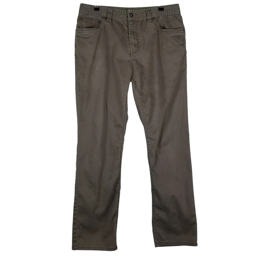 Prana Slim Fit Pants Mens 36x32 Charcoal Gray Organic Cotton Stretch Bridger