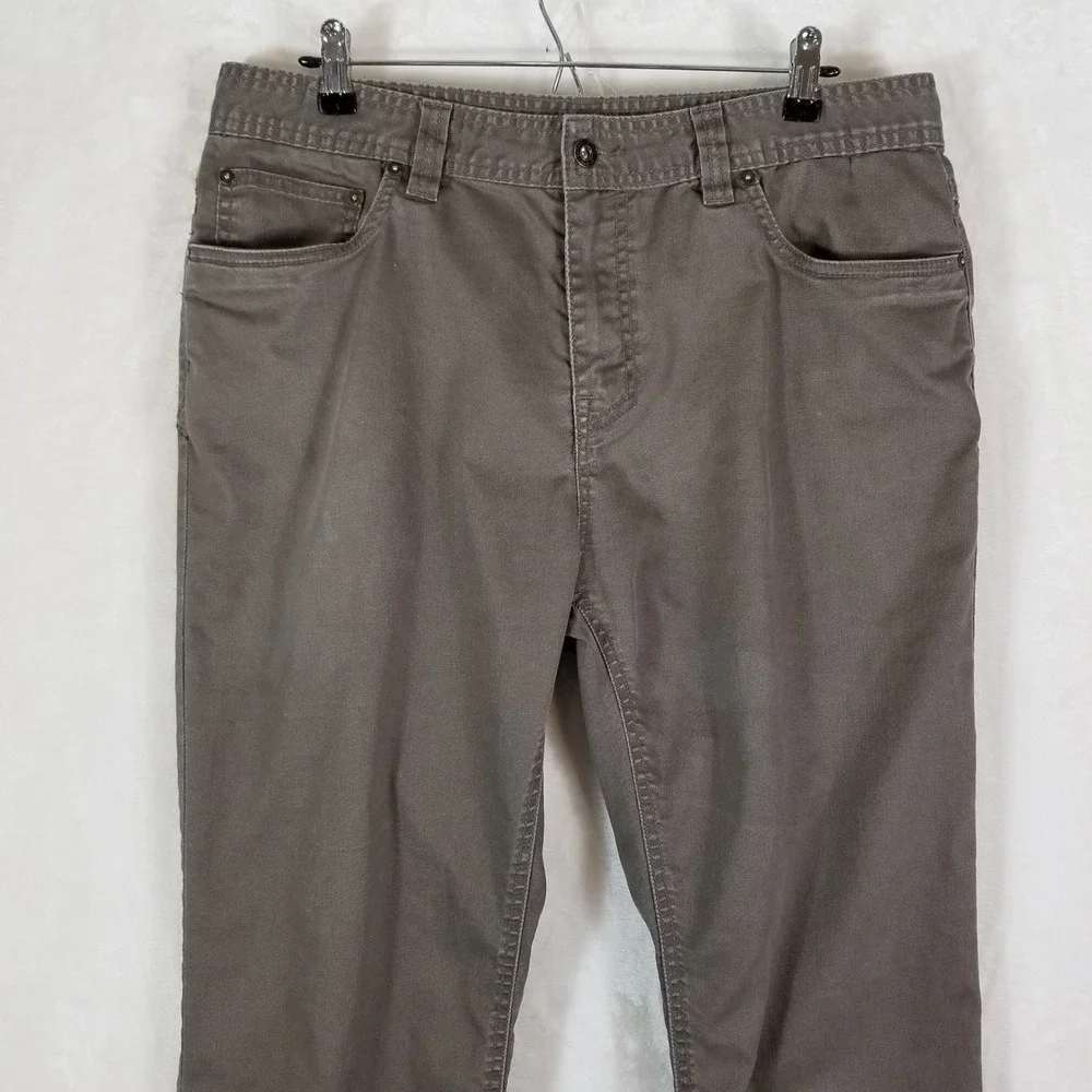 Prana Slim Fit Pants Mens 36x32 Charcoal Gray Organic Cotton Stretch Bridger