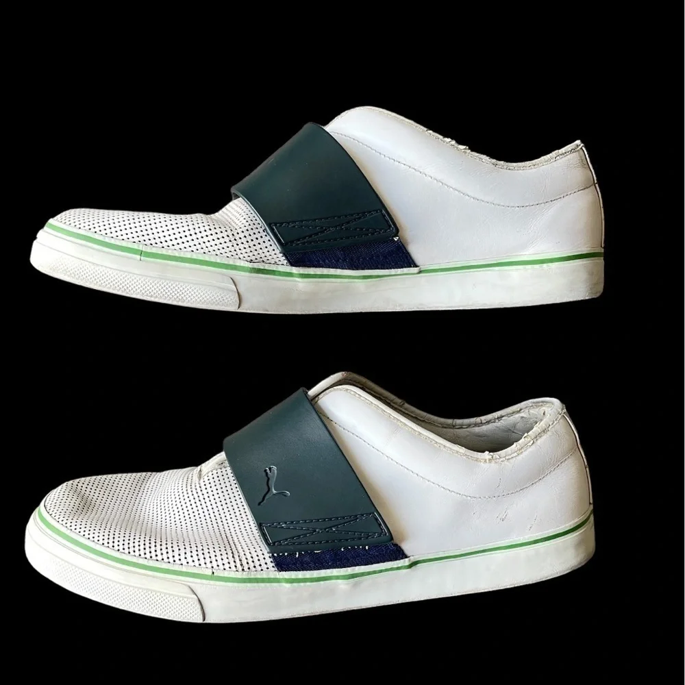 Puma El Rey Slip On Leather Shoes With Rubber Soles White for men