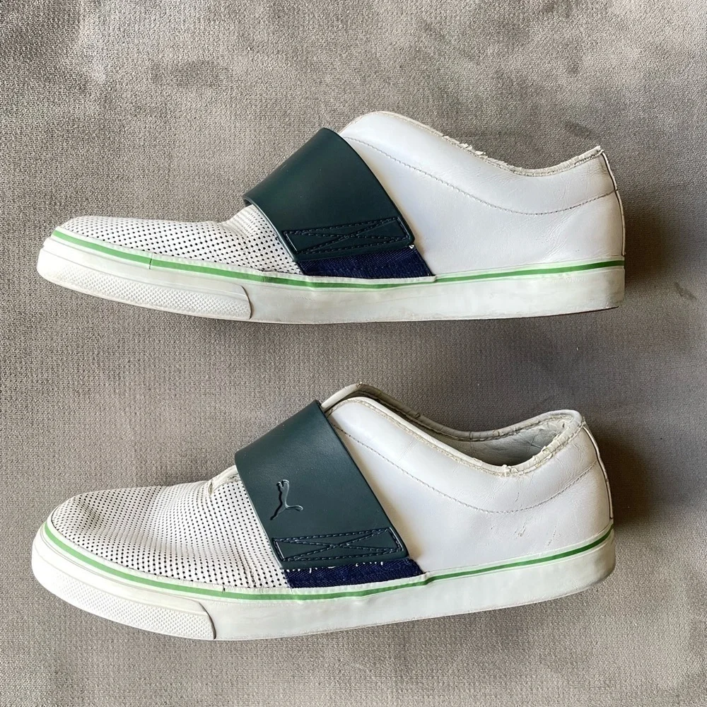 Puma El Rey Slip On Leather Shoes With Rubber Soles White for men