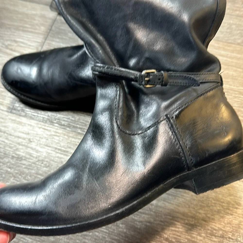 Frye black leather tall boots woman’s size 7B (d3)