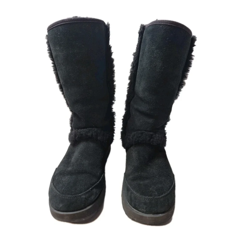 UGG 1017511 Adirondack Grandle Black Suede Sheepskin Boots Vibram Sole Women's 8