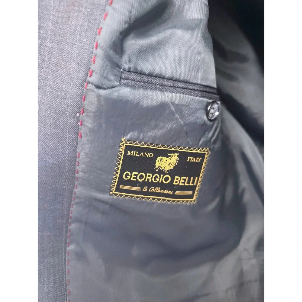 Georgio Belli‎ Milano Italy Gray Pinstripe 3 Button Blazer Hand Tailored SZ 46R?