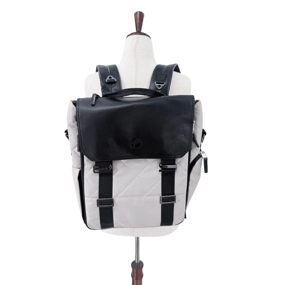 Paperclip Willow‎ Diaper Bag Backpack Cream Black Quilted with Changing Station