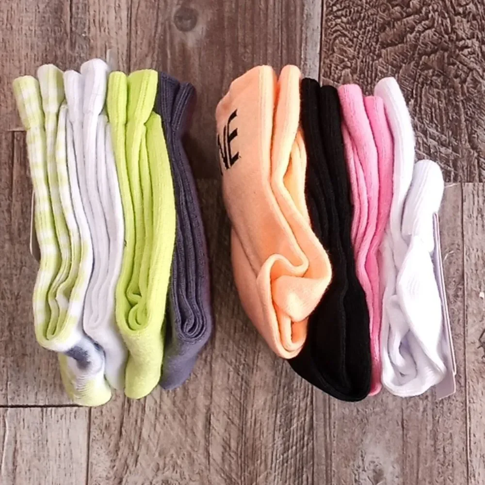 2 Packages of Girls Turn-Cuff Peek-A-Boo & Crew Justice Socks