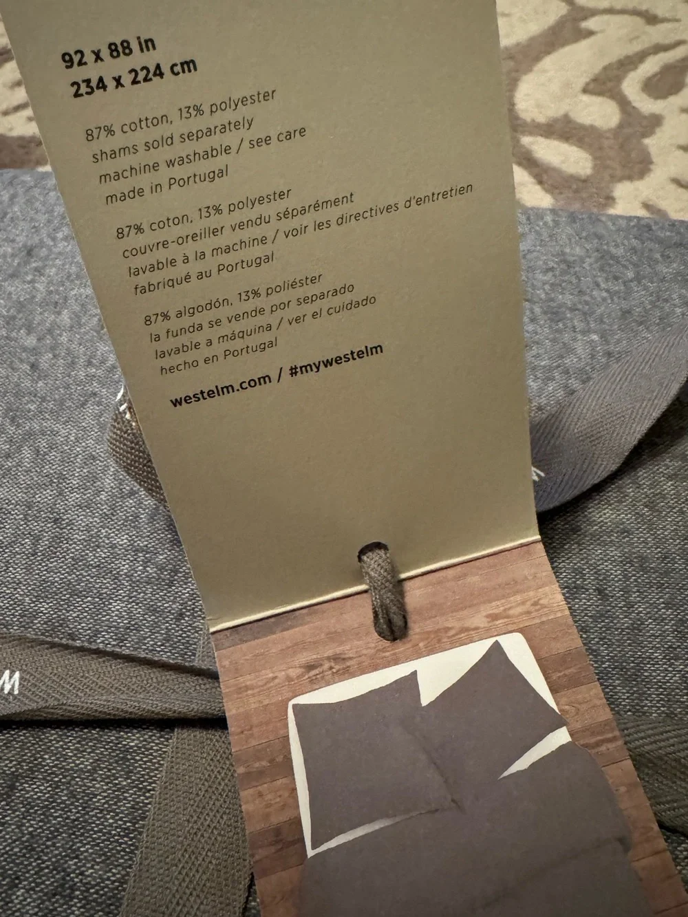 NEW WEST ELM Flannel Duvet Cover in Grey, Full/Queen