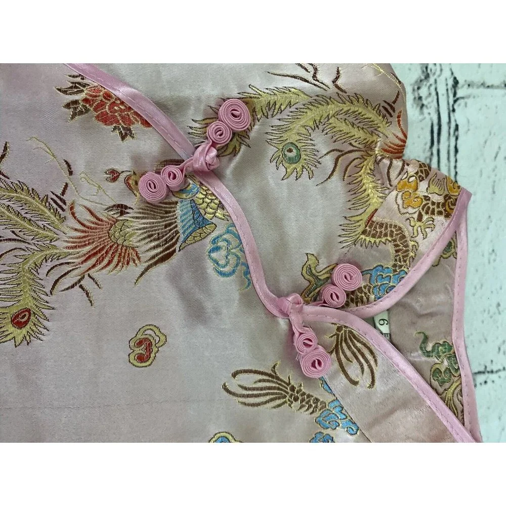 Chinese New Year Qipao Cheongsam Girls Size 6 Pink‎ Dress Party Peonies Costume
