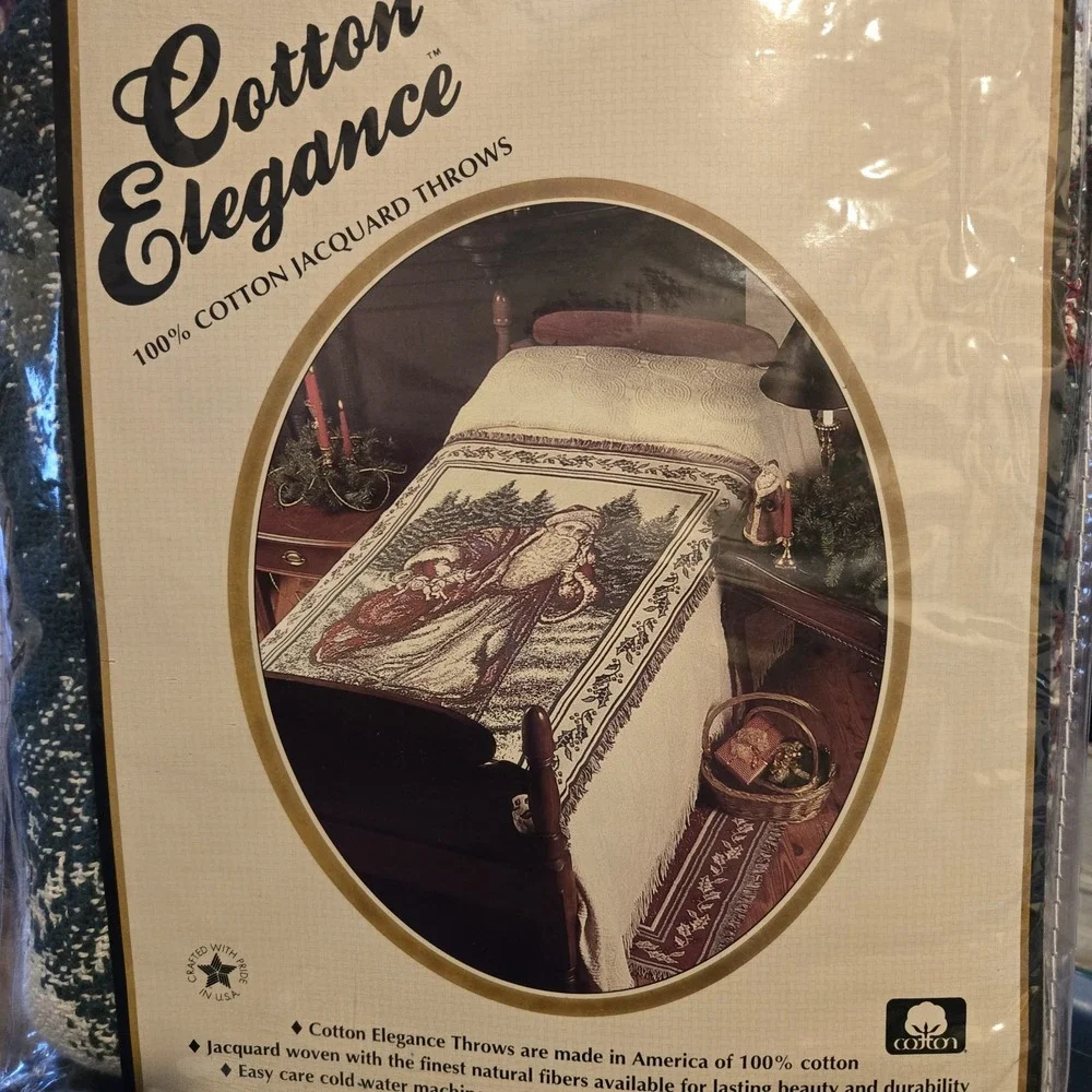 Cotton Elegance‎ 100% Cotton Jacquard Throw Blanket Santa Xmas 46