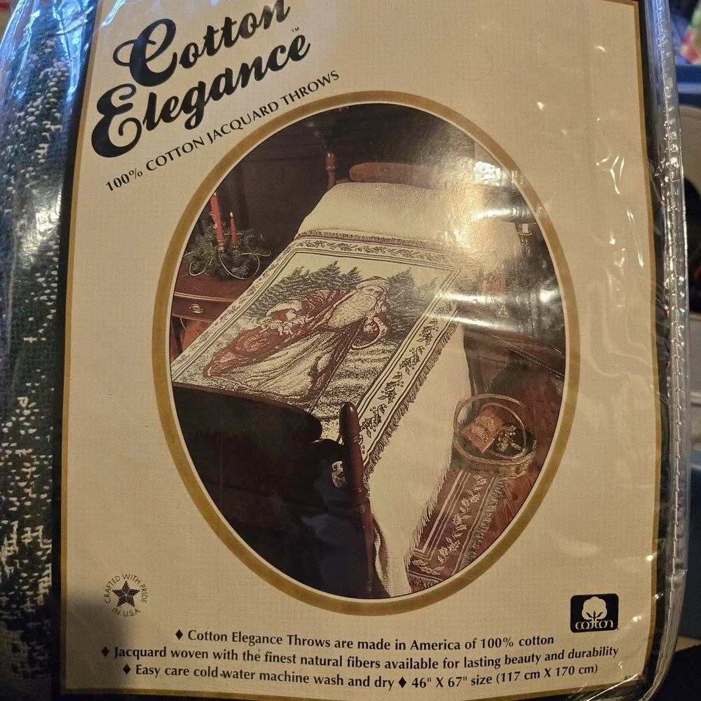 Cotton Elegance‎ 100% Cotton Jacquard Throw Blanket Santa Xmas 46