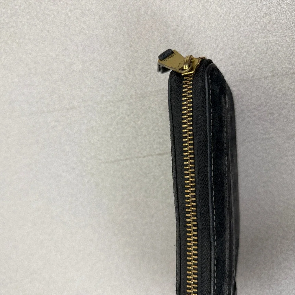 Fossil Wallet Womens OS Black Logan Zip Around Clutch Leather