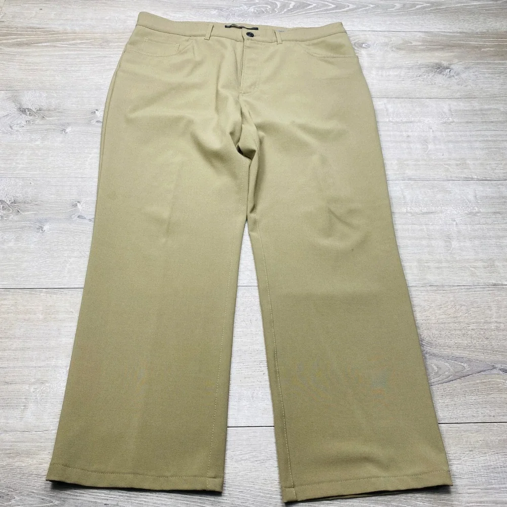 Alberto Ceramica Pants Mens 38x30 Tan Khaki Comfort Fit Straight Leg Trousers