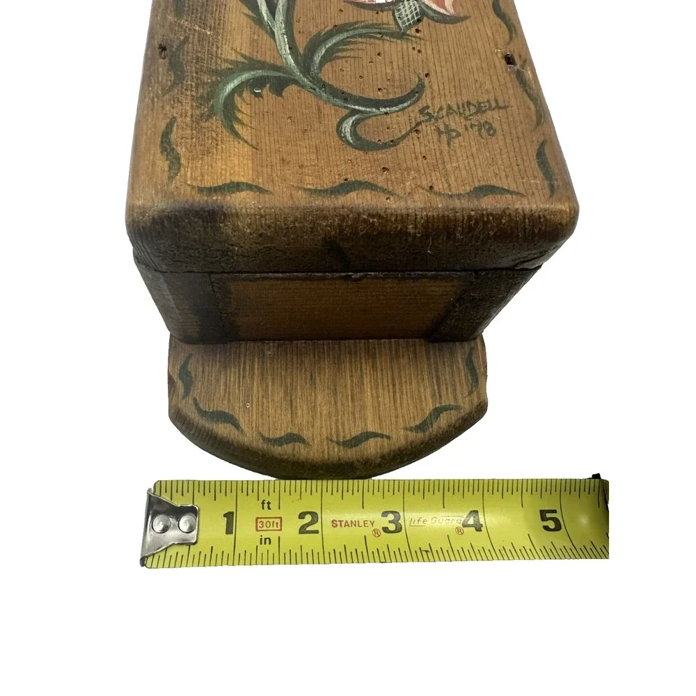 Habersham Plantation Wood Wall Pocket‎ 1978 Brown Good Folk Art Floral Box