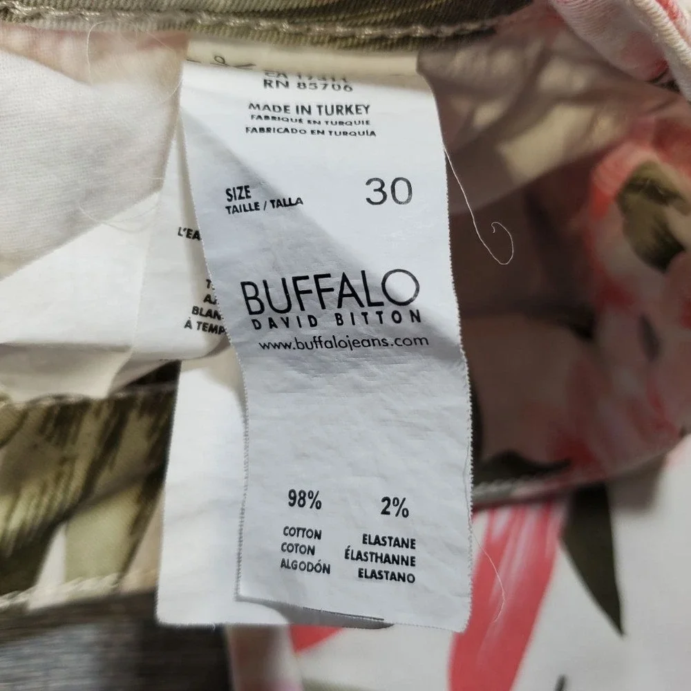 Buffalo David Bitton Gibson Skinny Jeans Womens 30 Pink Green Tropical Floral