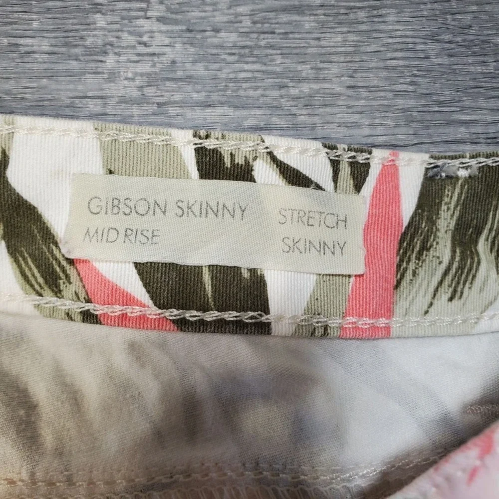 Buffalo David Bitton Gibson Skinny Jeans Womens 30 Pink Green Tropical Floral