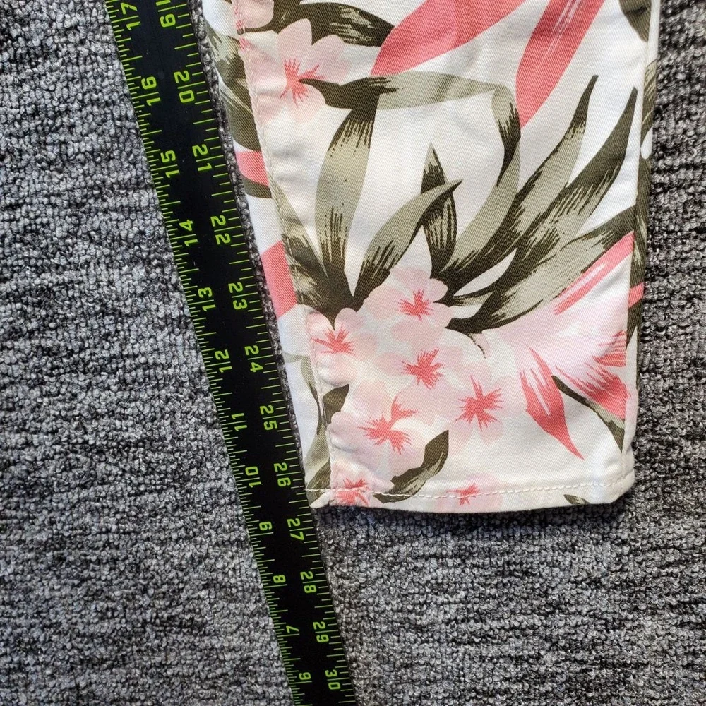 Buffalo David Bitton Gibson Skinny Jeans Womens 30 Pink Green Tropical Floral