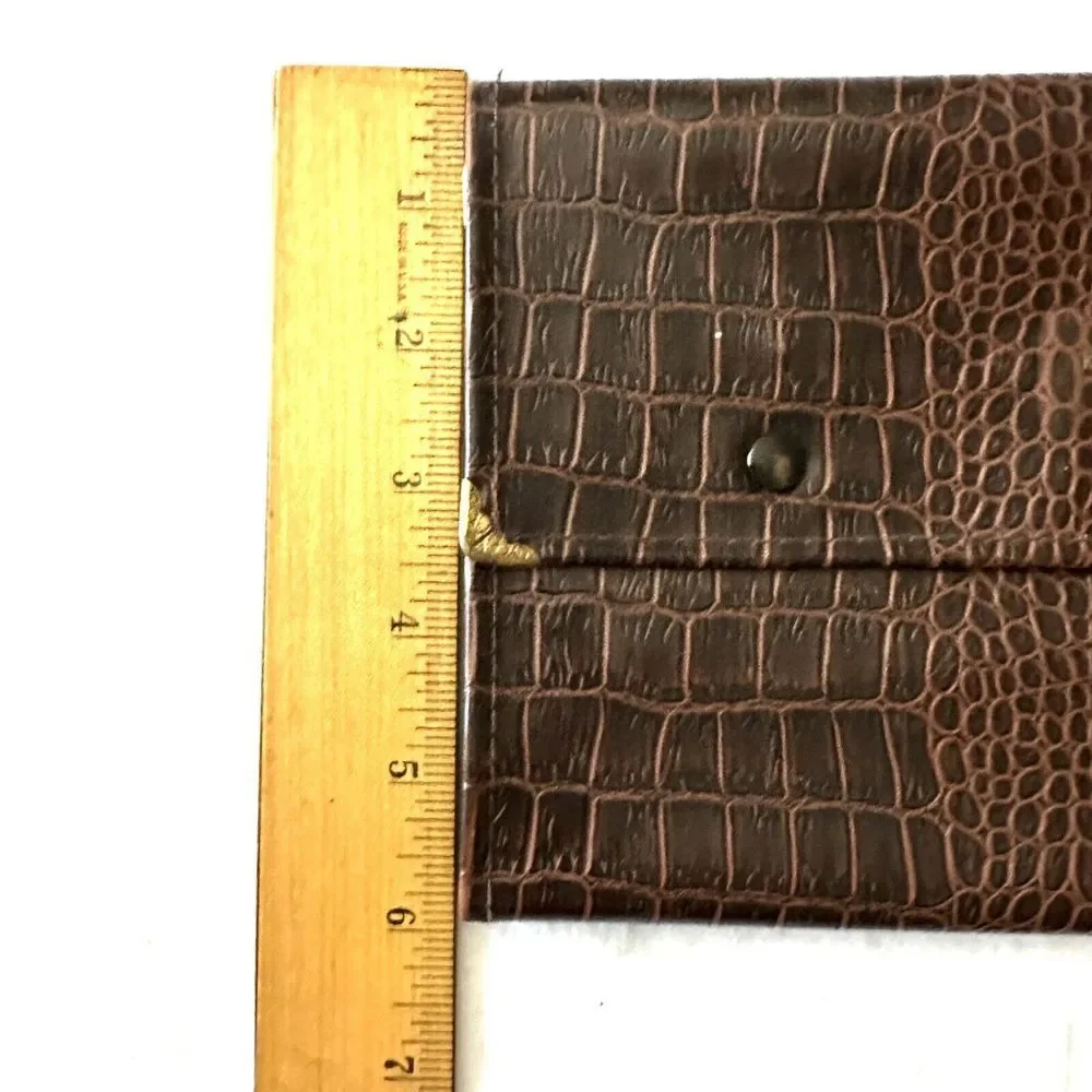 Vintage Myron Mfg Faux Alligator Leather Tri-Fold Document Portfolio Kansas City
