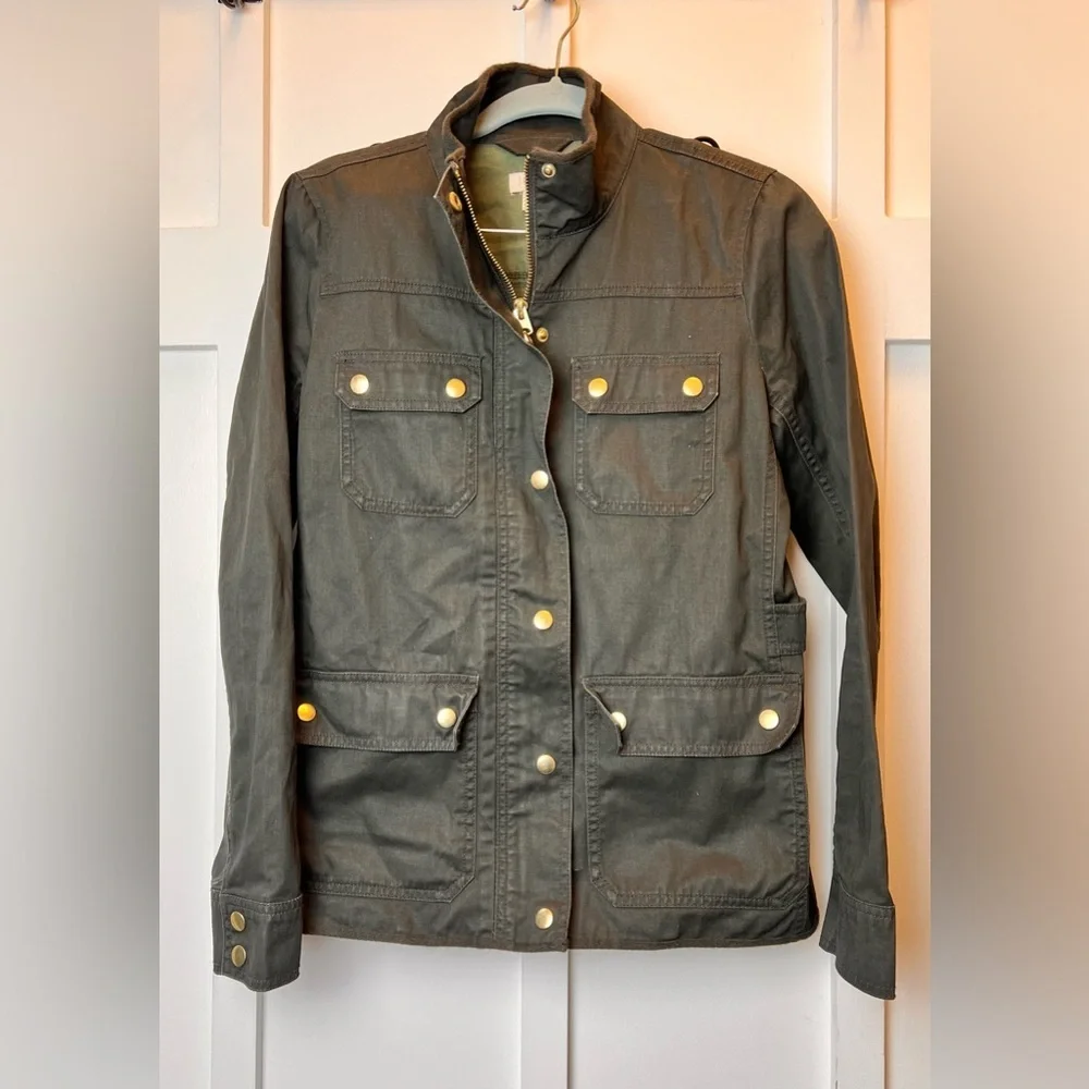 J. Crew Boyfriend Field Jacket Relaxed Fit Size XS Green Military Bella Swan y2k