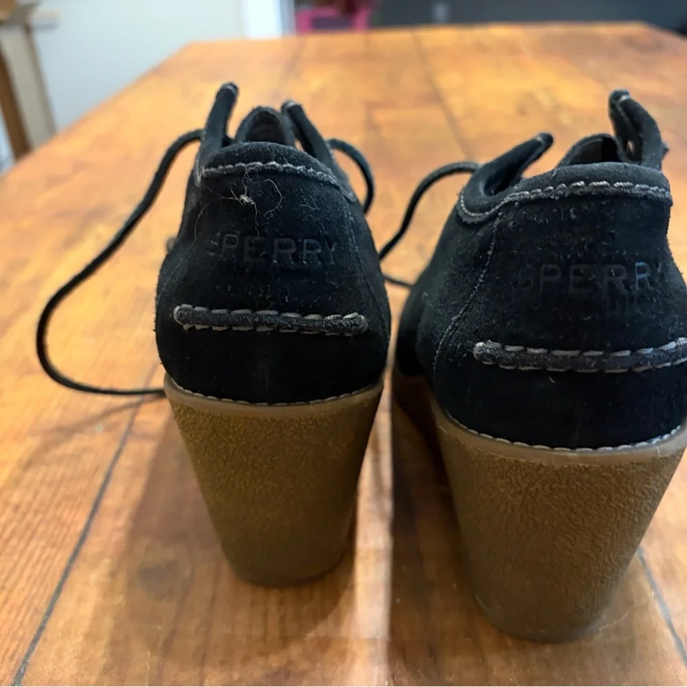 Sperry Black Suede Wedge‎ Shoes