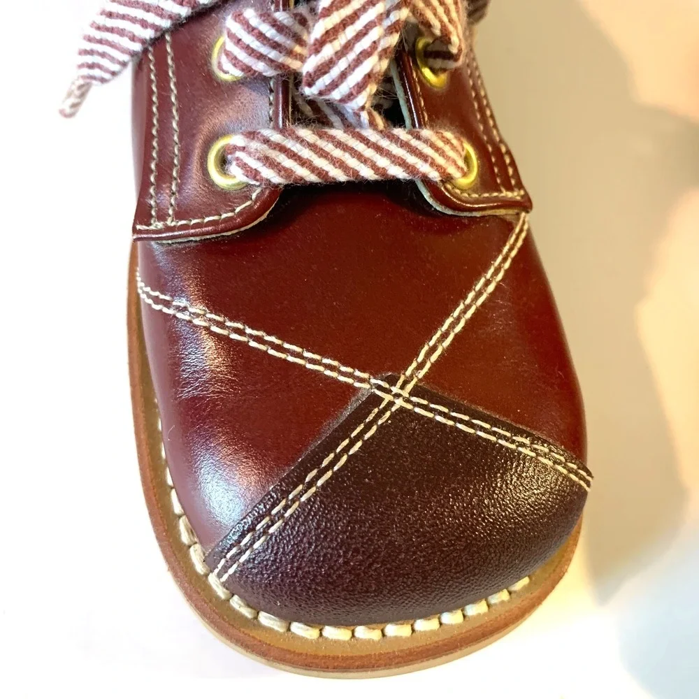 Vintage Retro Toddler Shoes Leather Hard‎ Rubber Soles WSCo Made in USA Sz 8 1/2