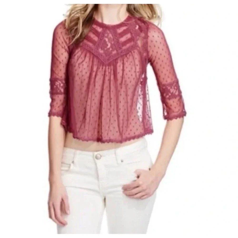 Free People Modern Romance Lace top Sz‎ XS Boho Cottagecore Fairycore Feminine