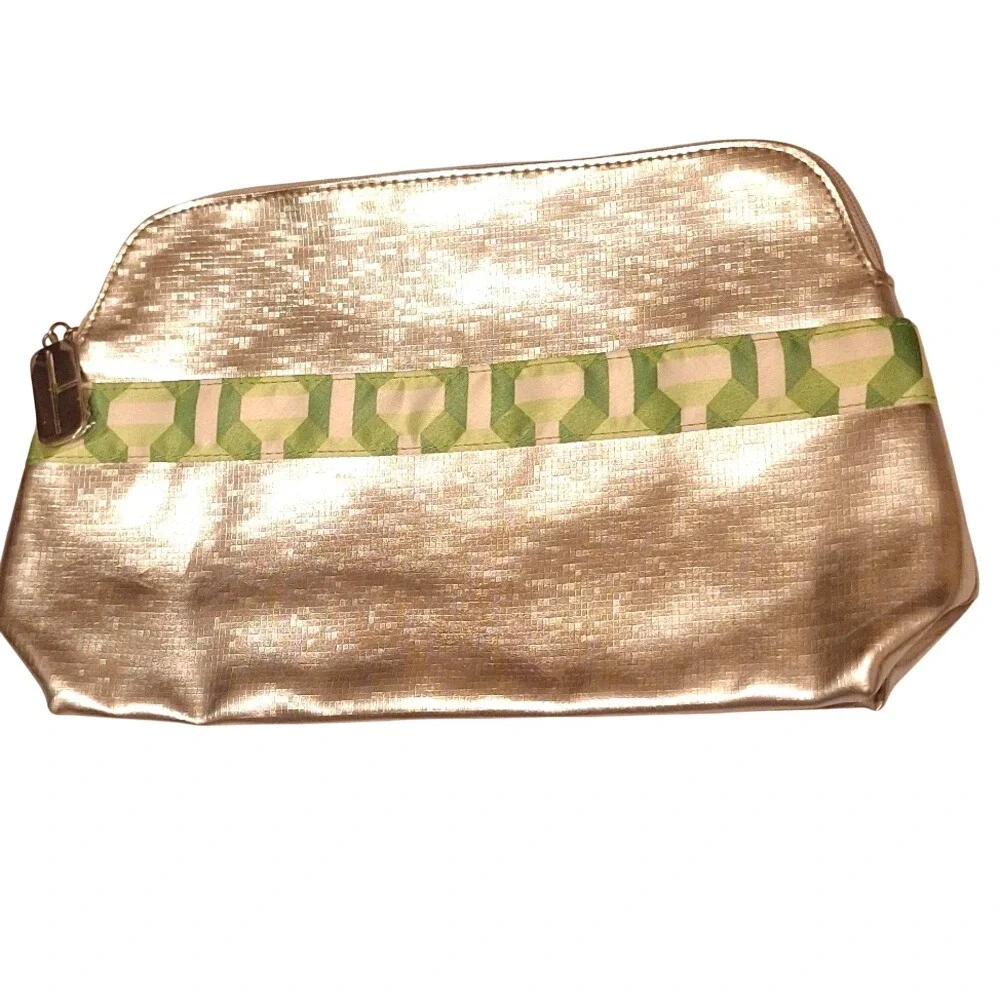Clinique‎ Y2K Silver Metallic Makeup Bag Cosmetic Pouch Travel Case