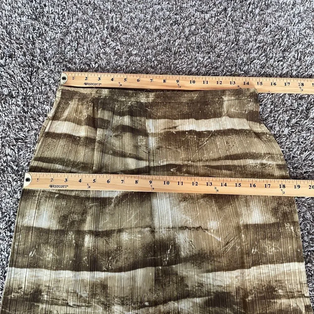 Boho Midi Skirt Size Small Green Brown Abstract Crinkle Pleated Fairy Whimsigoth