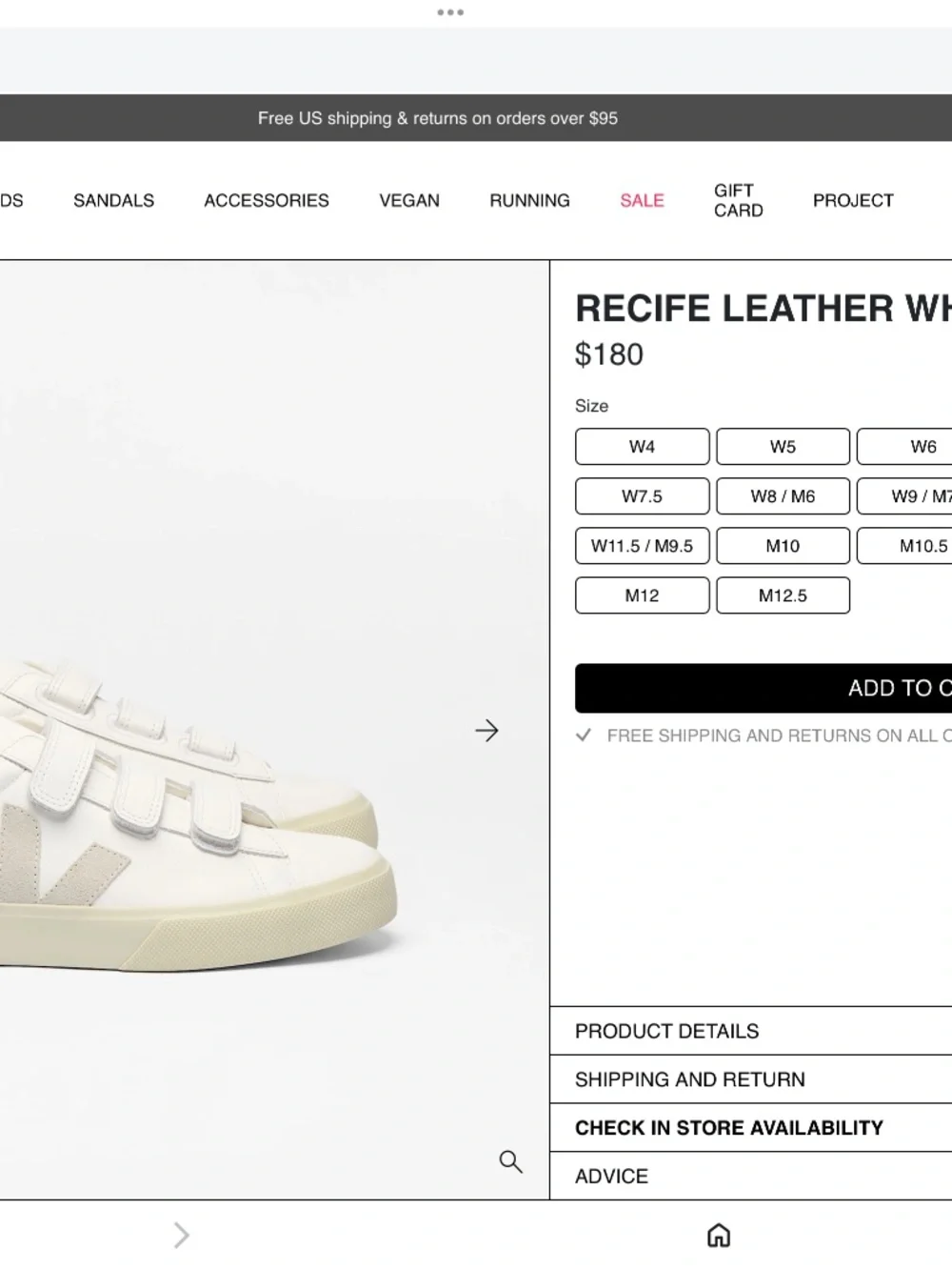 VEJA RECIFE VELCRO STRAPS CHROME FREE LEATHER WHITE NATURAL