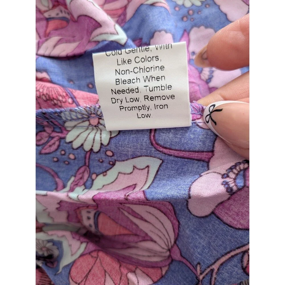 Rusttydustty Romper Womens 2X Purple Floral Peasant Sleeve Cottage Core Boho NEW