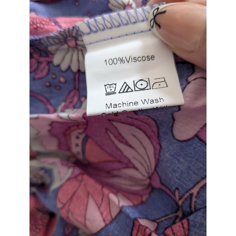 Rusttydustty Romper Womens 2X Purple Floral Peasant Sleeve Cottage Core Boho NEW