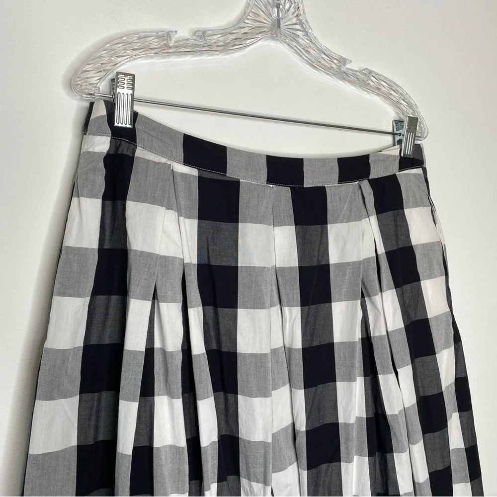 Who What Wear Black and White Plaid Button Front Full Midi Skirt
