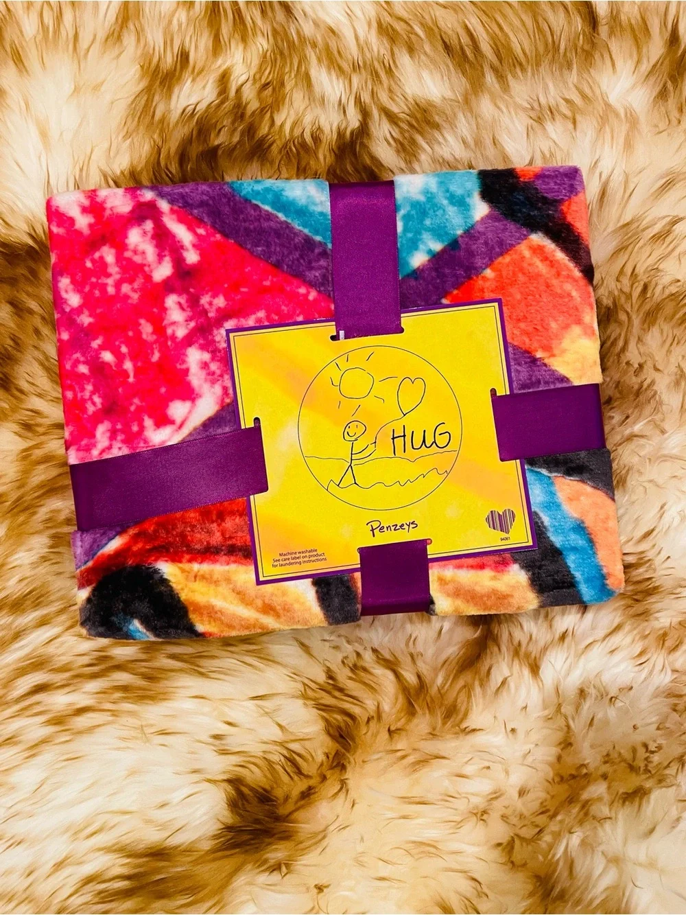 Penzeys Tie Dye Hug Blanket Fleece Throw Colorful Soft Cozy Plush
