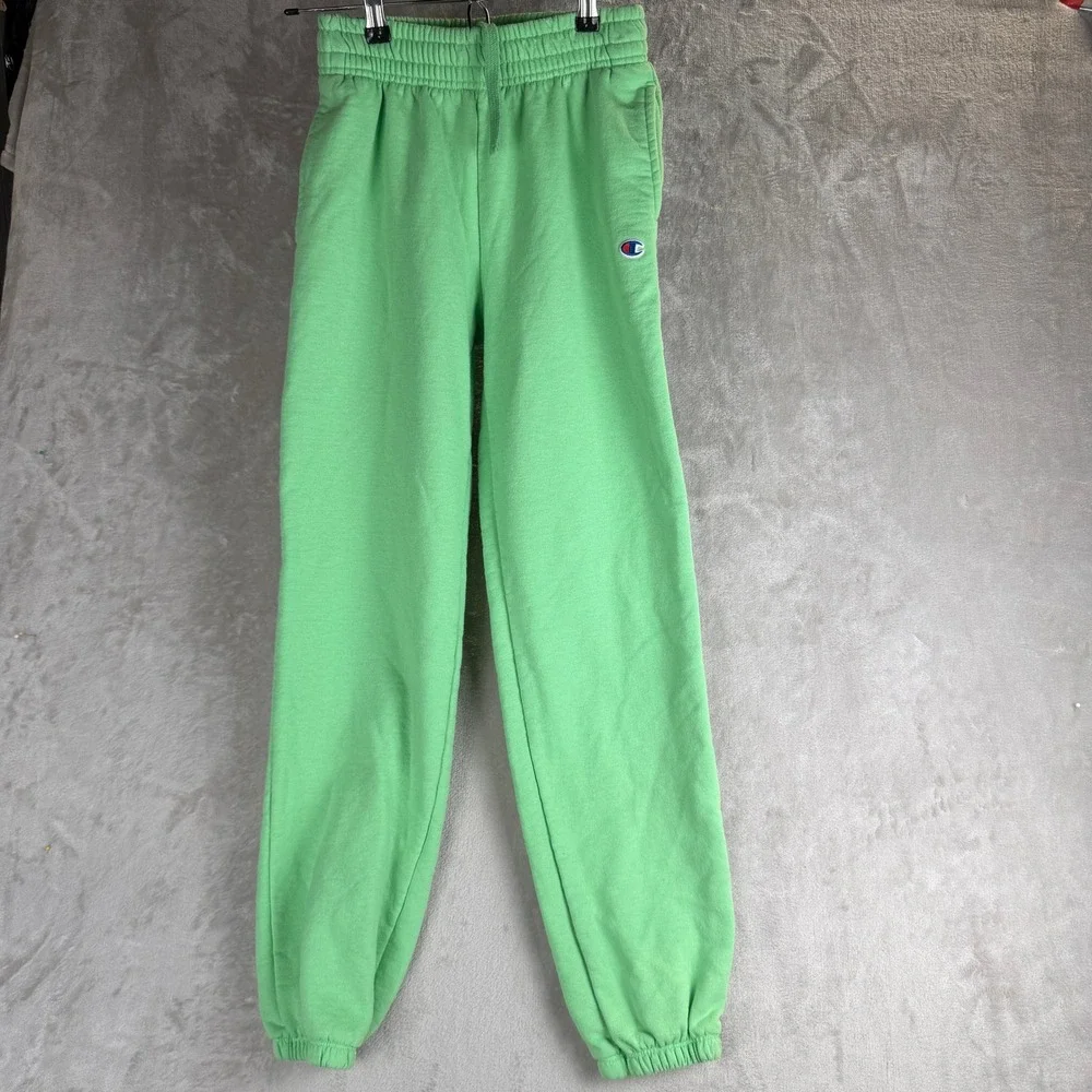 Champion‎ Womens XS Green Jogger Sweatpants High Rise Fleece Lined Drawstring