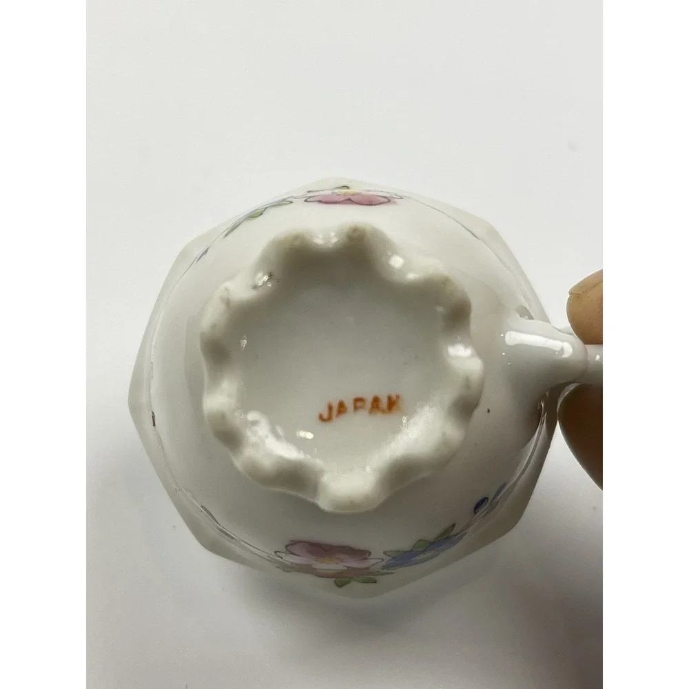 MINIATURE Teacup Colorful‎ Bird Parrot Roses Handpainted in Japan 2