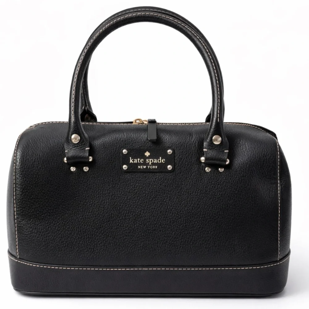 Kate Spade New York Black Leather Satchel Handbag Zip Top 12