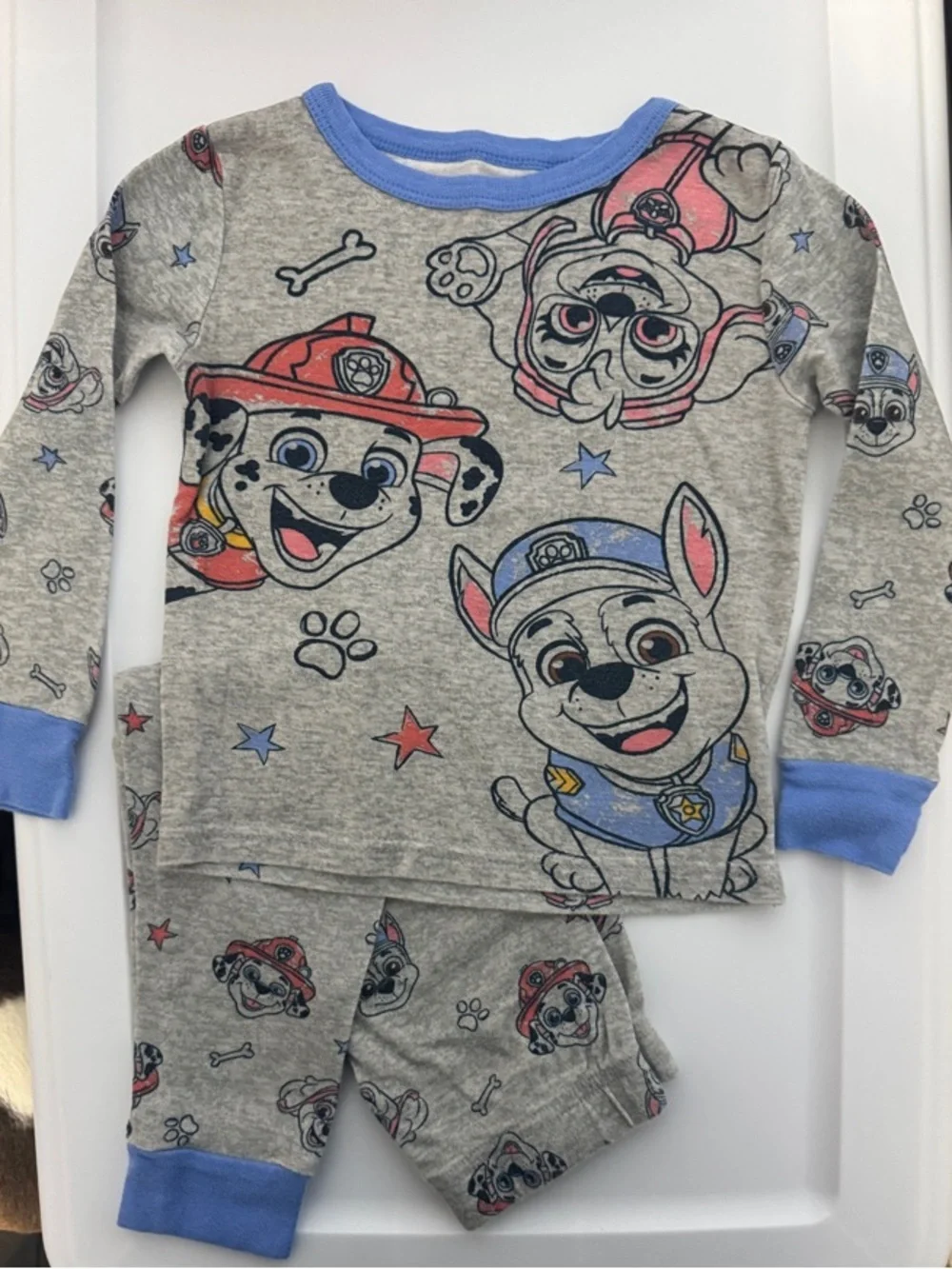 *Paw Patrol Kids Pajama Set - Gray with Blue and Red Accents