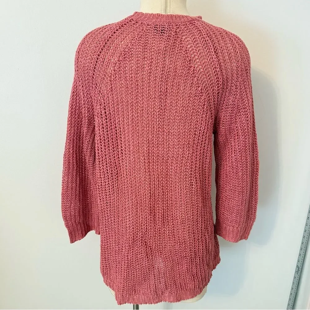 J. Crew Relaxed-Fit 100% Linen Beach Sweater in Pink Size Small