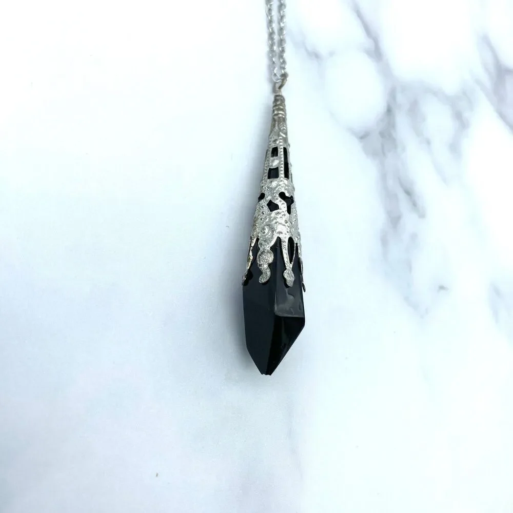 Black Resin Pendulum Necklace