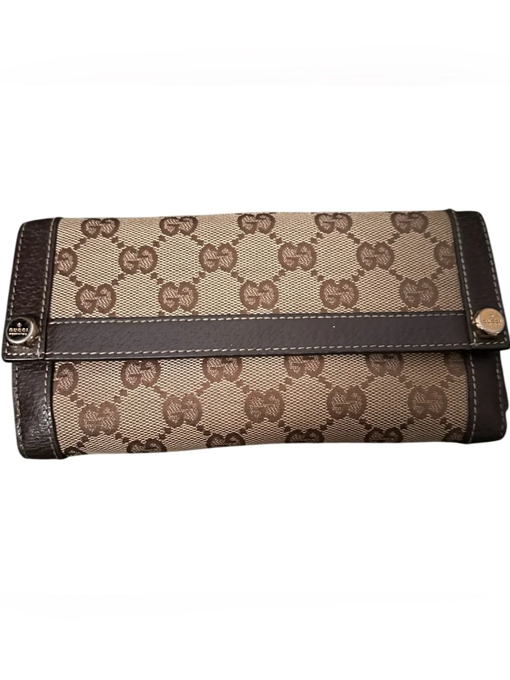 Authentic Vintage Gucci Brown GG Monogram Long Wallet