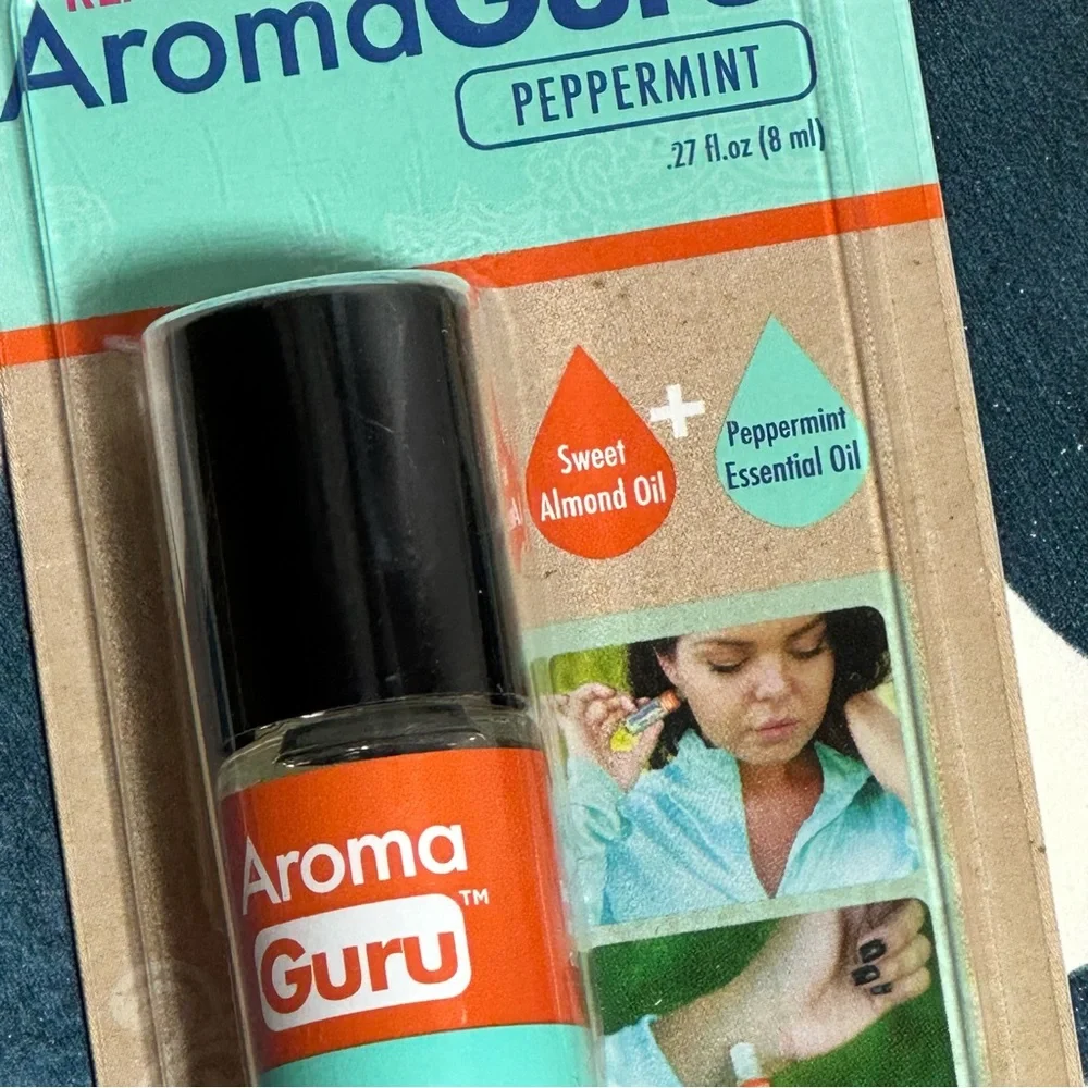 NEW AROMA GURU 3 Roll on Tea Tree Oil Lavender Peppermint Essential Oil
